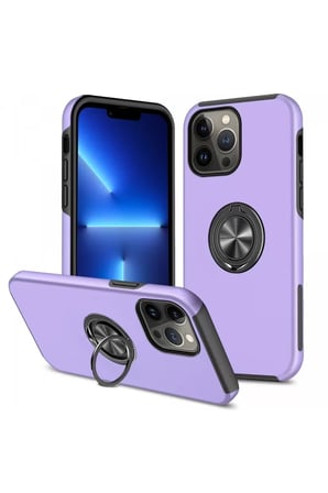 Newface Apple iPhone 13 Pro Max Kılıf Elit Yüzüklü Kapak - Mor