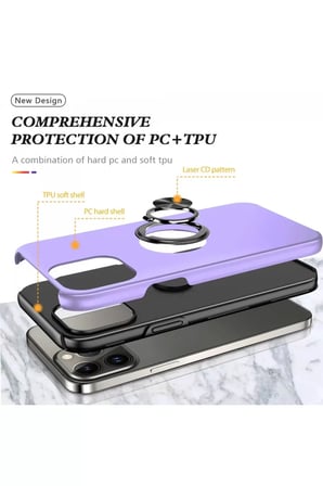 Newface Apple iPhone 13 Pro Max Kılıf Elit Yüzüklü Kapak - Mor