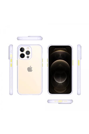 Newface Apple iPhone 13 Pro Kılıf Miami Şeffaf Silikon - Lila