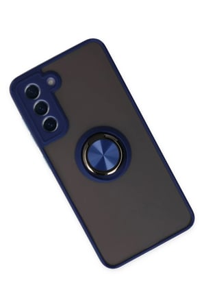 Newface Samsung Galaxy S21 FE Kılıf Montreal Yüzüklü Silikon Kapak - Lacivert