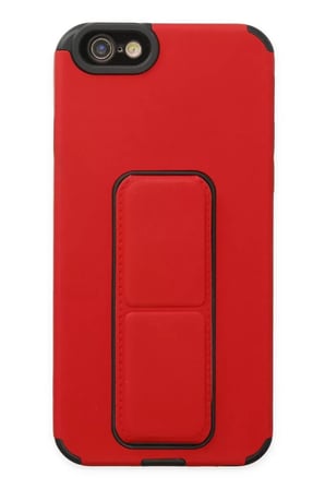 Newface Apple iPhone 6 Kılıf Mega Standlı Silikon - Kırmızı