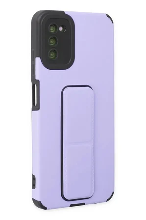 Newface Samsung Galaxy A03S Kılıf Mega Standlı Silikon - Lila