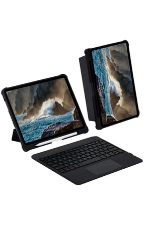 Newface Apple T5209D iPad Pro 12.9 (2021) Kılıf İnter Ledli Klavyeli Tablet Kılıfı - Siyah