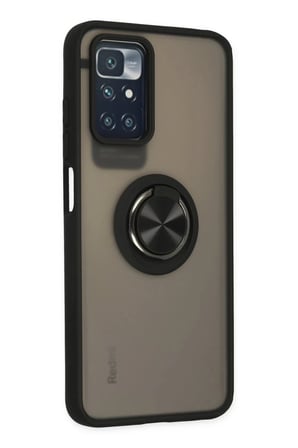 Newface Xiaomi Redmi 10 2022 Kılıf Montreal Yüzüklü Silikon Kapak - Siyah