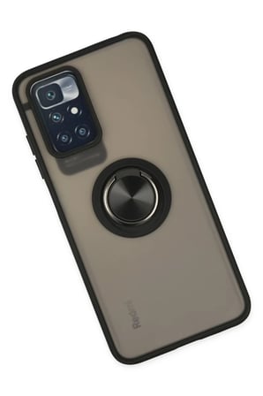 Newface Xiaomi Redmi 10 2022 Kılıf Montreal Yüzüklü Silikon Kapak - Siyah