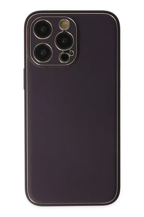 Newface Apple iPhone 13 Pro Max Kılıf Coco Deri Silikon Kapak - Derin Mor