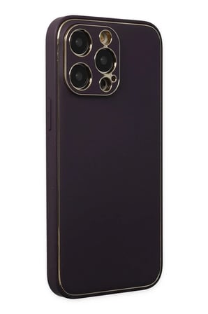 Newface Apple iPhone 13 Pro Max Kılıf Coco Deri Silikon Kapak - Derin Mor