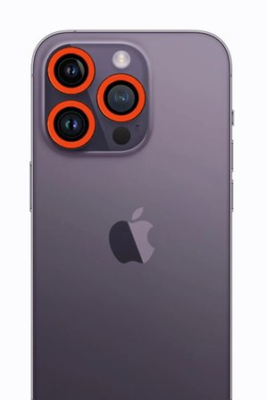 Newface Apple iPhone 12 Pro Max Neon Fosforlu Kamera Lens - Turuncu