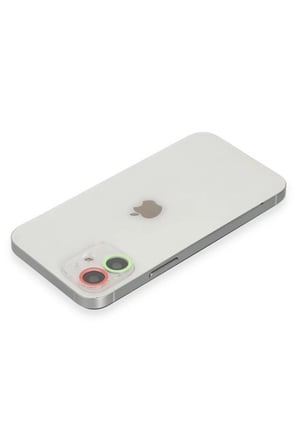 Newface Apple iPhone 12 Renkli Kamera Lens Koruma Cam - Yeşil-Pembe