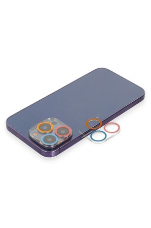 Newface Apple iPhone 13 Pro Max Renkli Kamera Lens Koruma Cam - Pembe-Mavi