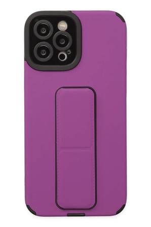 Newface Apple iPhone 12 Pro Max Kılıf Mega Standlı Silikon - Mor
