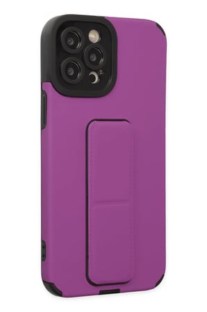 Newface Apple iPhone 12 Pro Max Kılıf Mega Standlı Silikon - Mor