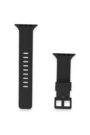 Newface Apple Watch 38mm KR408 Çizgili Silikon Kordon - Siyah