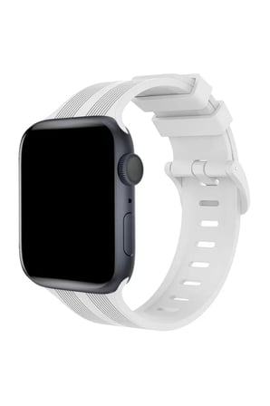Newface Apple Watch 38mm KR408 Çizgili Silikon Kordon - Beyaz