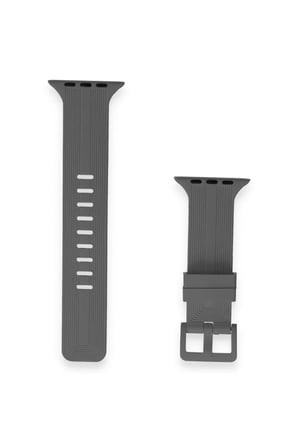 Newface Apple Watch 38mm KR408 Çizgili Silikon Kordon - Koyu Gri