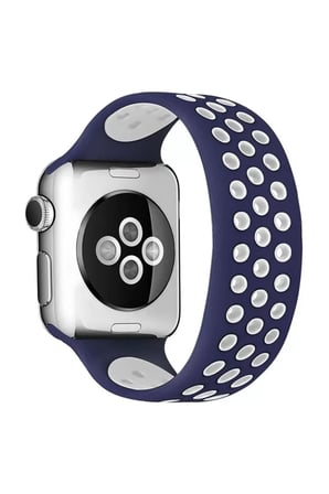 Newface Apple Watch 42mm Ayarlı Delikli Silikon Kordon - Lacivert-Beyaz
