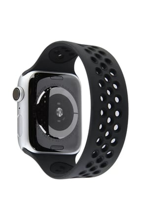 Newface Apple Watch 38mm Ayarlı Delikli Silikon Kordon - Siyah-Siyah