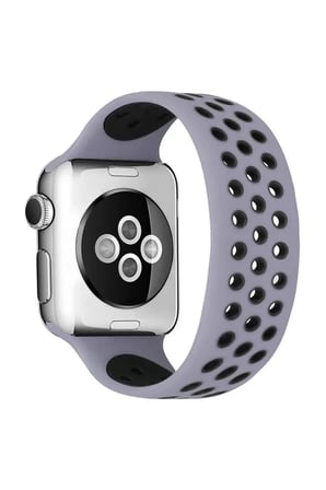 Newface Apple Watch 38mm Ayarlı Delikli Silikon Kordon - Gri-Siyah