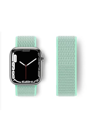 Newface Apple Watch 42mm Hasırlı Cırtcırtlı Kordon - Turkuaz