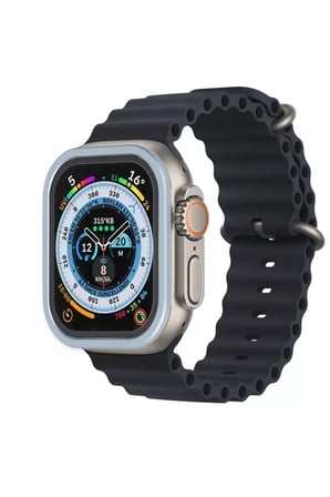 Newface Apple Watch Ultra 49mm Alüminyum Kasa Cam Ekran Koruyucu - Mavi