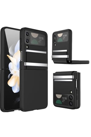 Newface Samsung Galaxy Z Flip 3 Kılıf Belt Flip Kapak - Siyah