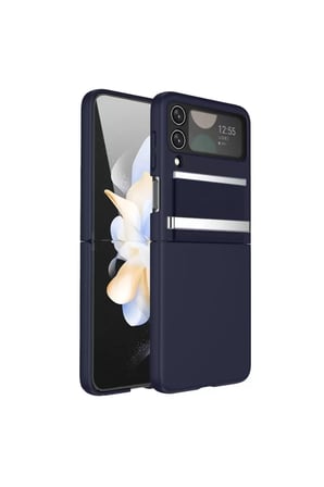 Newface Samsung Galaxy Z Flip 4 Kılıf Belt Flip Kapak - Lacivert