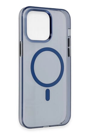 Newface Apple iPhone 14 Pro Max Kılıf Tron Şeffaf Magsafe Kapak - Mavi