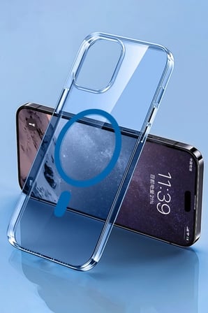 Newface Apple iPhone 14 Pro Max Kılıf Tron Şeffaf Magsafe Kapak - Mavi