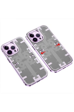 Newface Apple iPhone 14 Pro Kılıf Mekanik Bumper Kapak - Derin Mor