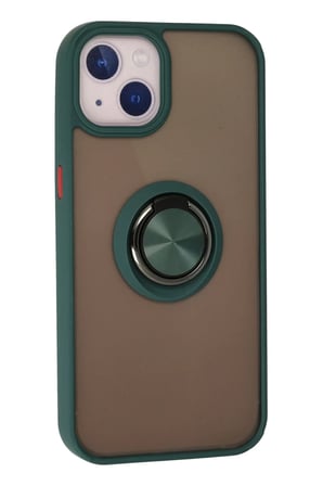 Newface Apple iPhone 15 Kılıf Montreal Yüzüklü Silikon Kapak - Yeşil