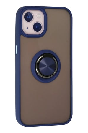 Newface Apple iPhone 15 Kılıf Montreal Yüzüklü Silikon Kapak - Lacivert