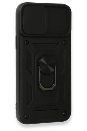 Newface Apple iPhone 15 Pro Max Kılıf Pars Lens Yüzüklü Silikon - Siyah