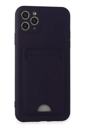 Newface Apple iPhone 11 Pro Max Kılıf Kelvin Kartvizitli Silikon - Derin Mor