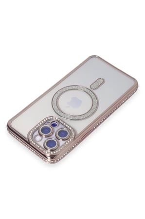Newface Apple iPhone 15 Pro Kılıf Joke Simli Magneticsafe Kılıf - Pembe