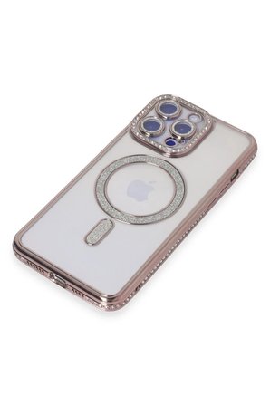 Newface Apple iPhone 15 Pro Kılıf Joke Simli Magneticsafe Kılıf - Pembe