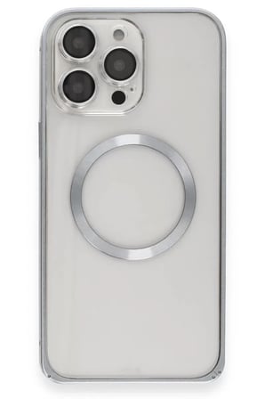 Joko Apple iPhone 15 Pro Max Kılıf Metal Bumper Magneticsafe Kapak - Gri