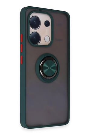 Newface Xiaomi Redmi Note 13 4G Kılıf Montreal Yüzüklü Silikon Kapak - Yeşil