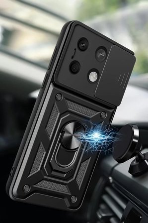 Newface Xiaomi Poco X6 Pro Kılıf Pars Lens Yüzüklü Silikon - Yeşil