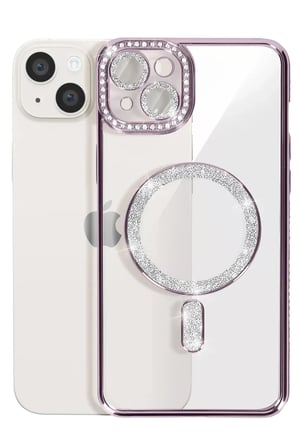Newface Apple iPhone 14 Kılıf Joke Simli Magneticsafe Kılıf - Pembe