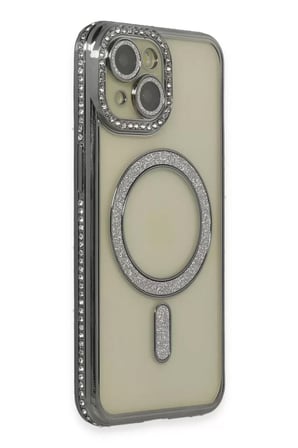 Newface Apple iPhone 13 Kılıf Joke Simli Magneticsafe Kılıf - Gri