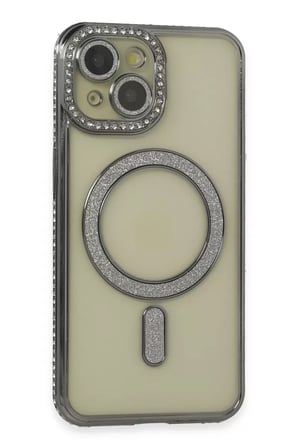 Newface Apple iPhone 13 Kılıf Joke Simli Magneticsafe Kılıf - Gri