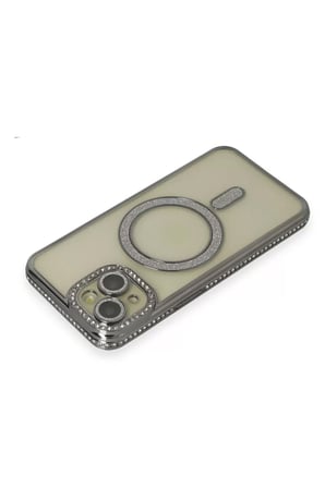 Newface Apple iPhone 13 Kılıf Joke Simli Magneticsafe Kılıf - Gri