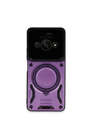 Newface Xiaomi Poco C61 Kılıf Joy Lens Standlı Kapak - Mor