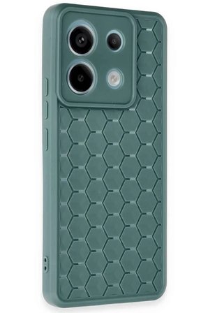 Newface Xiaomi Redmi Note 13 Pro 5G Kılıf Petek Silikon Kapak - Koyu Yeşil