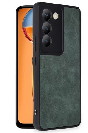 Newface Vivo V30 Lite 4G Kılıf Aras Deri Kapak - Koyu Yeşil