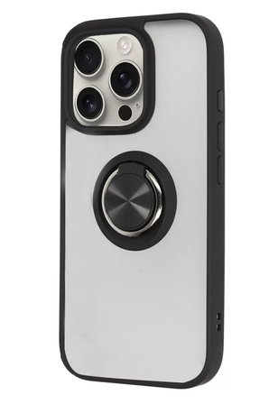 Newface Apple iPhone 16 Pro Kılıf Montreal Yüzüklü Silikon Kapak - Siyah