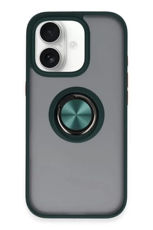 Newface Apple iPhone 16 Kılıf Montreal Yüzüklü Silikon Kapak - Yeşil