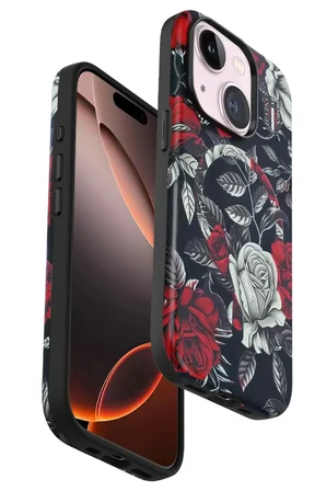 Onegif Apple iPhone 15 Plus Flower Series Magsafe Kapak - Siyah