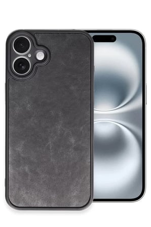 Newface Apple iPhone 16 Plus Kılıf Aras Deri Kapak - Siyah