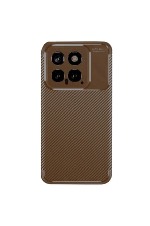 Newface Xiaomi Mi 14T Kılıf Auto Focus Karbon Kapak - Kahverengi